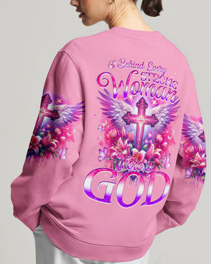 Behind Every Strong Woman There Is God Women's All Over Print Shirt - Tyqy1106241