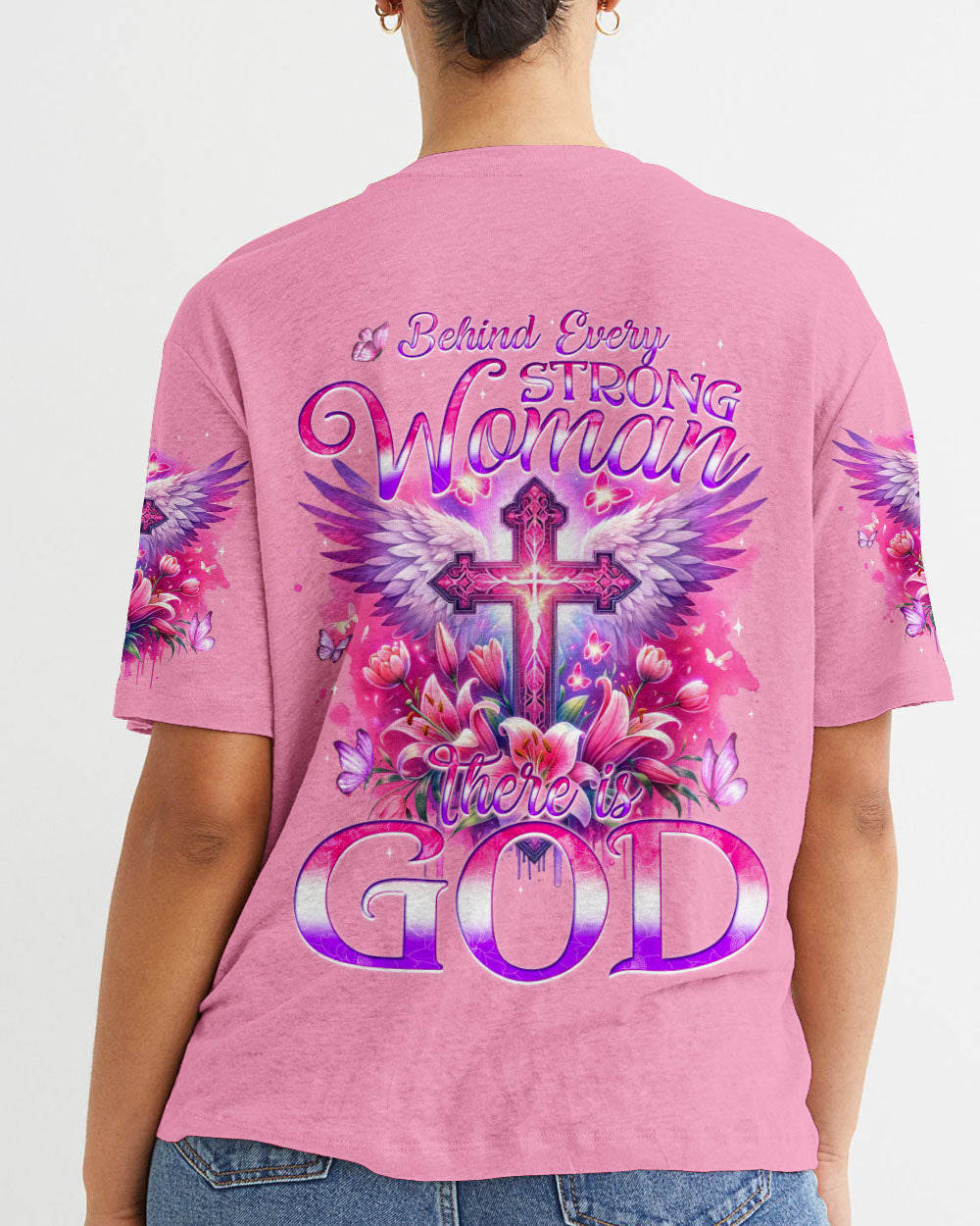 Behind Every Strong Woman There Is God Women's All Over Print Shirt - Tyqy1106241