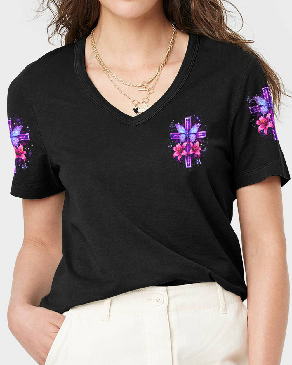 Blessed By God Cross Women's All Over Print Shirt - Tyqy1110253