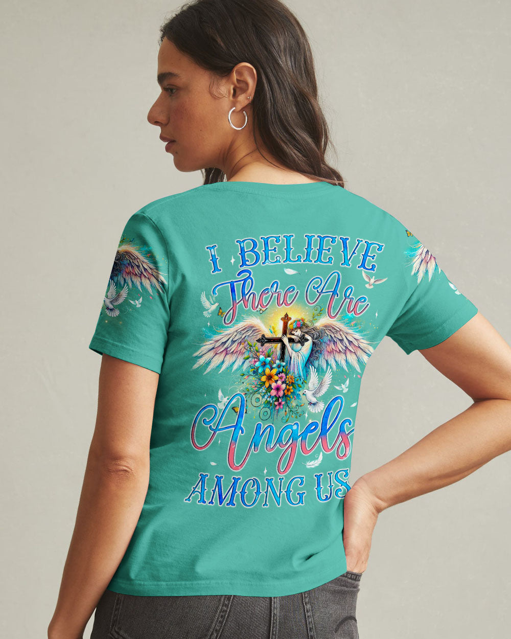 I Believe There Are Angels Among Us Women's All Over Print Shirt - Tyqy1208241