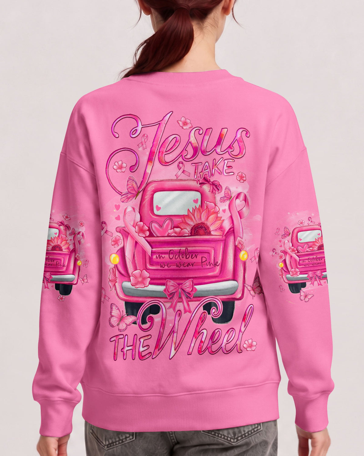 Jesus Take The Wheel Breast Cancer Awareness Women's All Over Print Shirt - Tyqy1607262