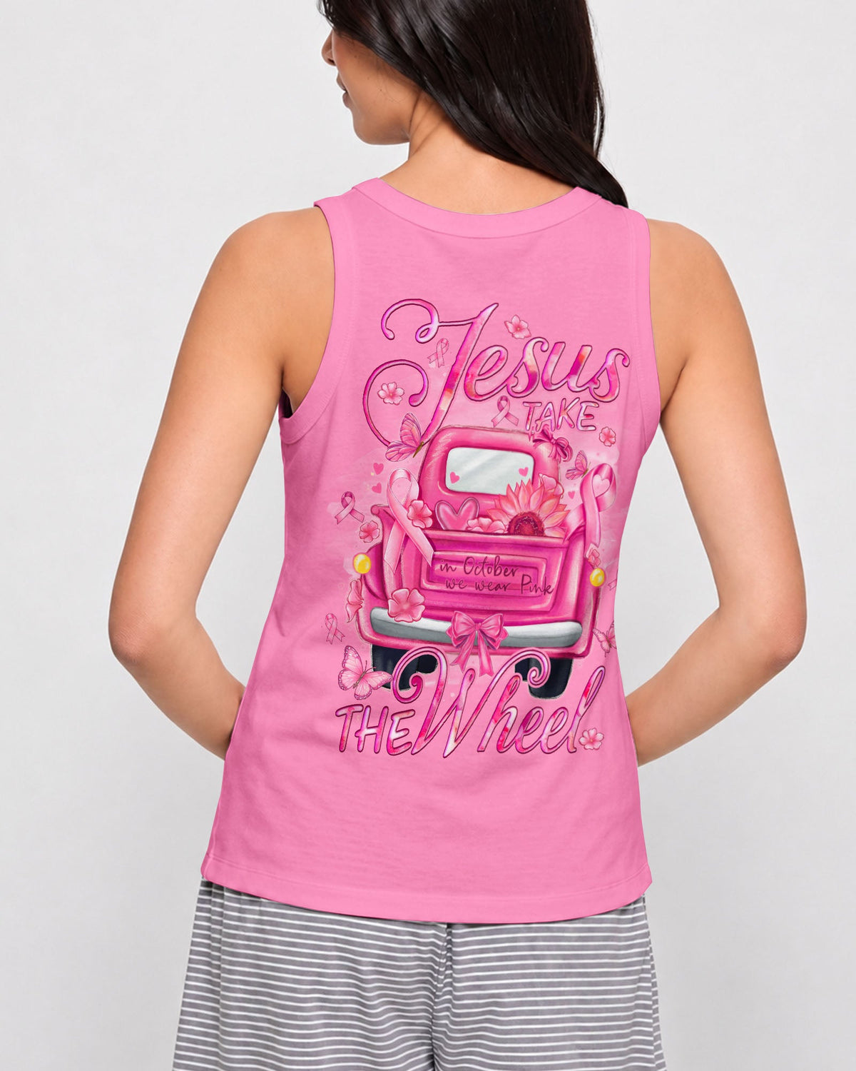 Jesus Take The Wheel Breast Cancer Awareness Women's All Over Print Shirt - Tyqy1607262