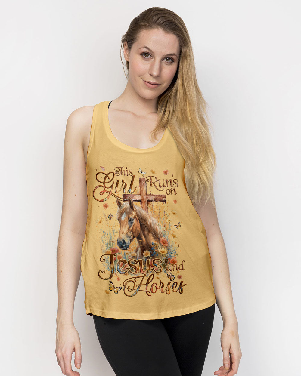 This Girl Runs On Jesus And Horses Women's All Over Print Shirt - Tyqy1609241