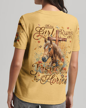 This Girl Runs On Jesus And Horses Women's All Over Print Shirt - Tyqy1609241