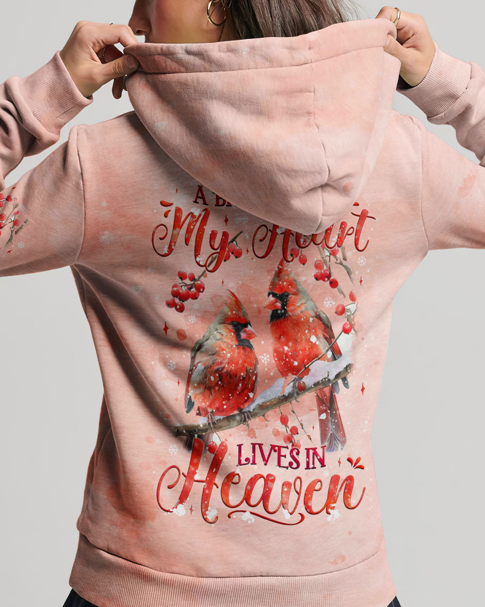A Big Piece Of My Heart Lives In Heaven Red Cardinal Women's All Over Print Shirt - Tyqy1610241