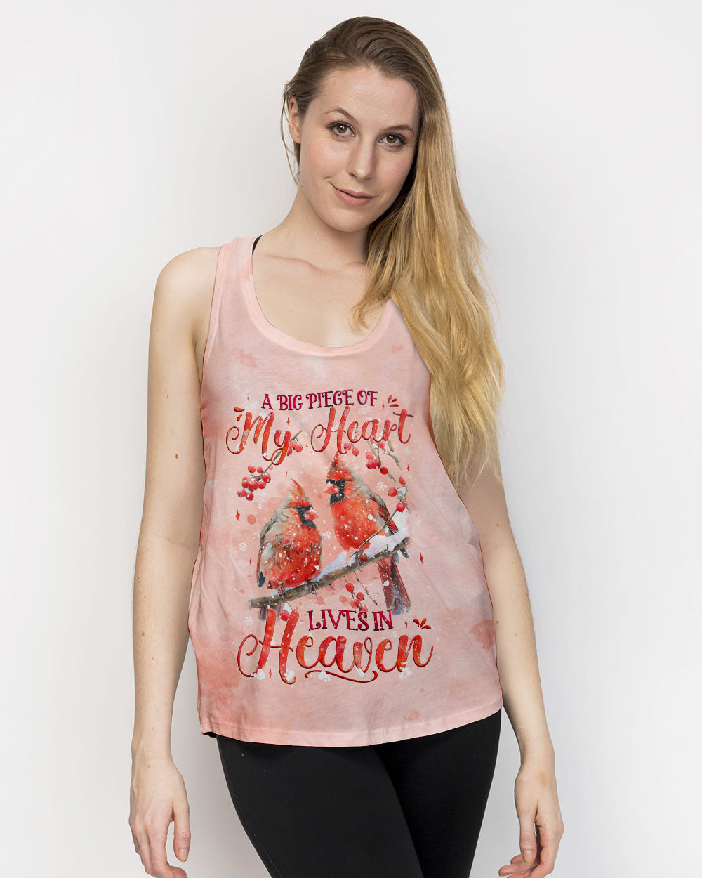 A Big Piece Of My Heart Lives In Heaven Red Cardinal Women's All Over Print Shirt - Tyqy1610241