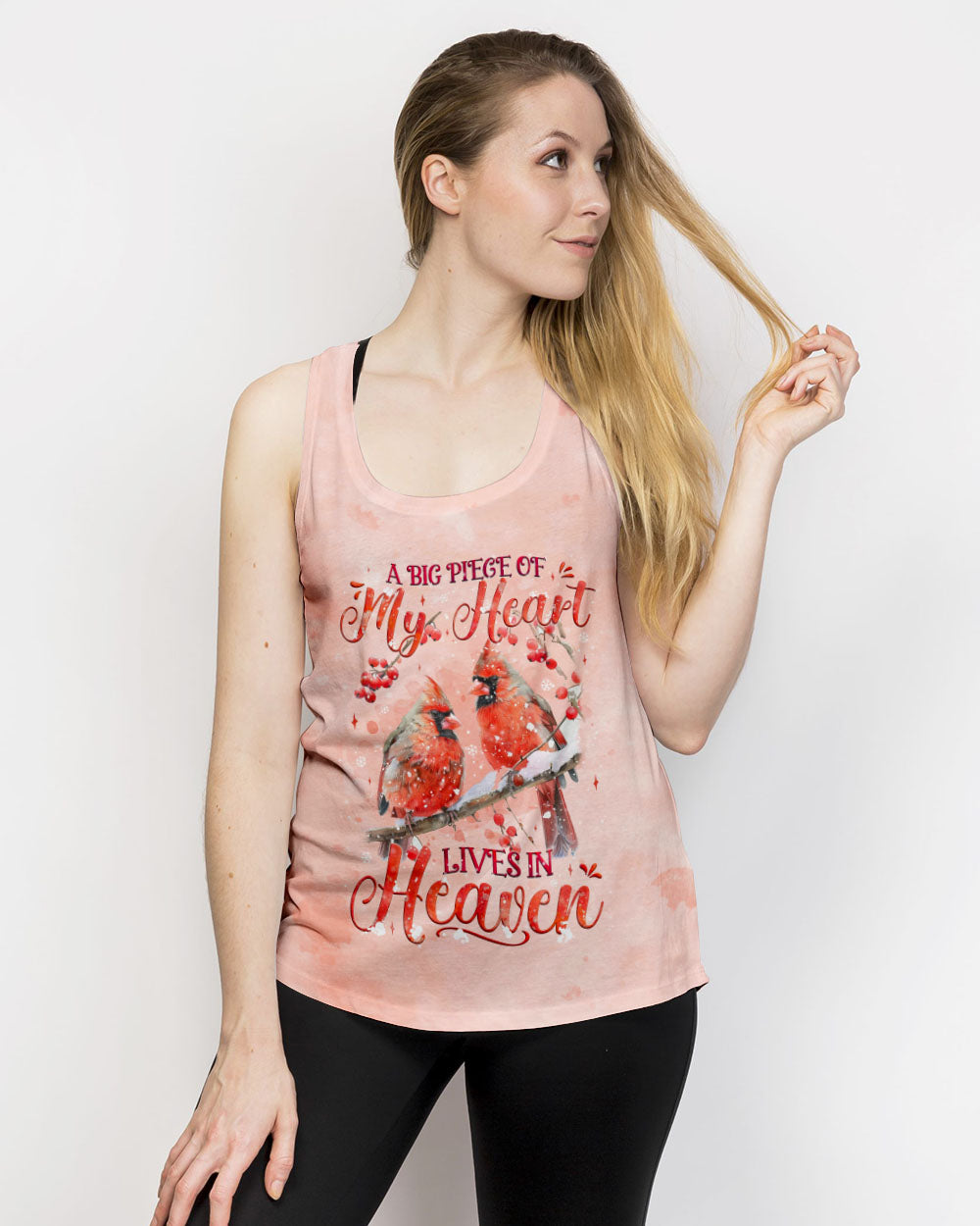 A Big Piece Of My Heart Lives In Heaven Red Cardinal Women's All Over Print Shirt - Tyqy1610241