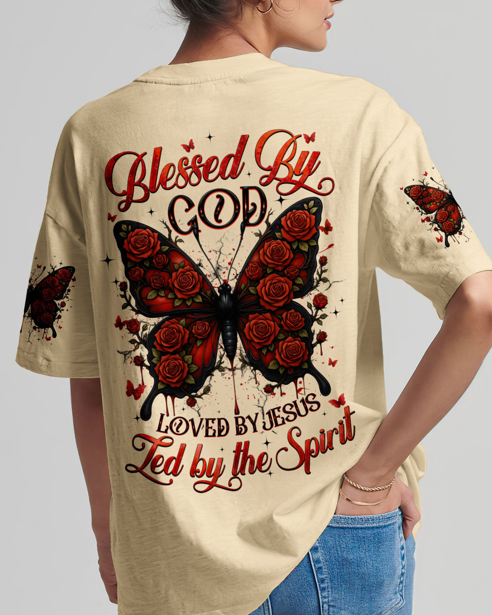 Blessed By God Loved By Jesus Butterfly Women's All Over Print Shirt - Tyqy1808253