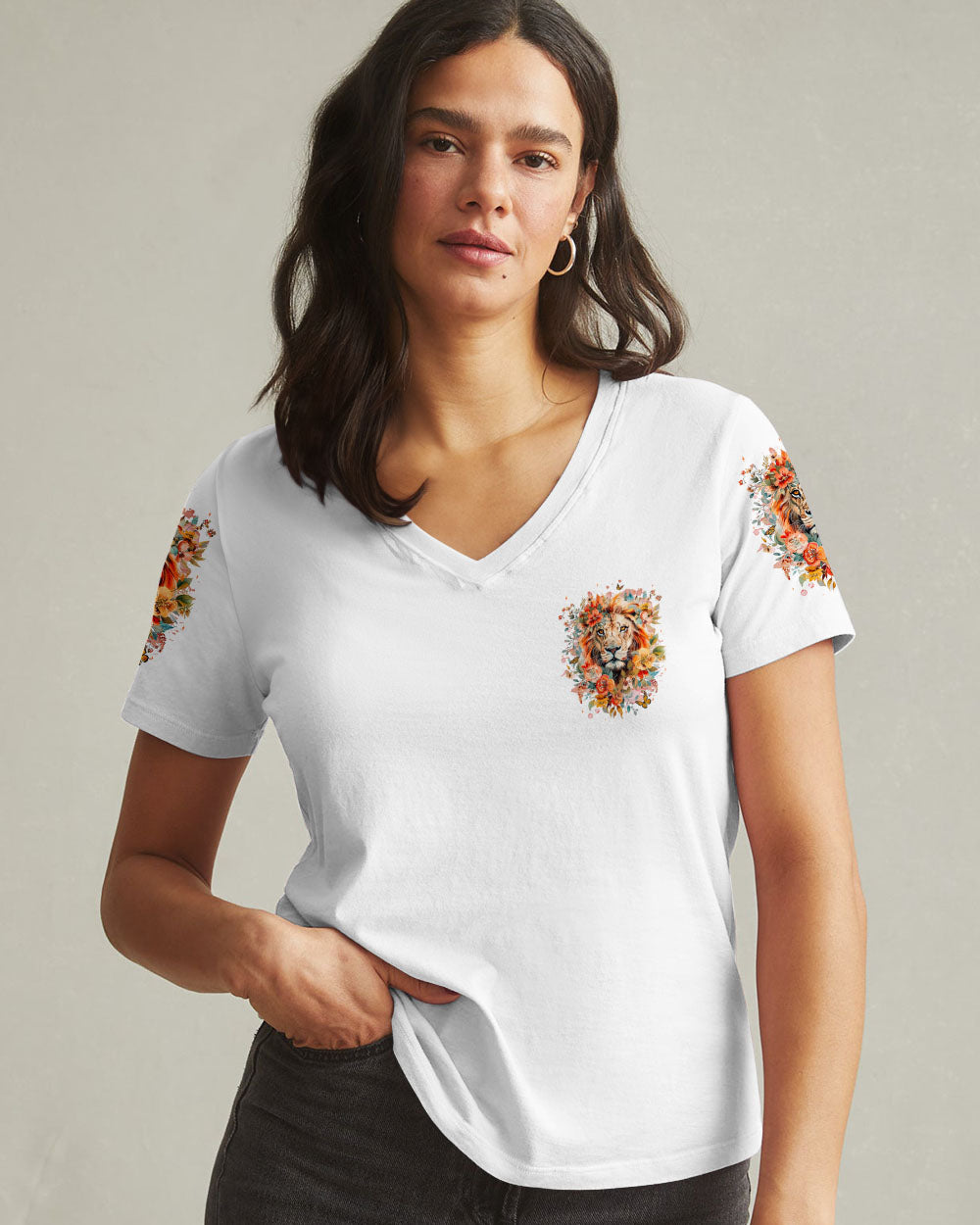 God Grant Me Peace Lion All Women's Over Print Shirt - Tyqy1809241