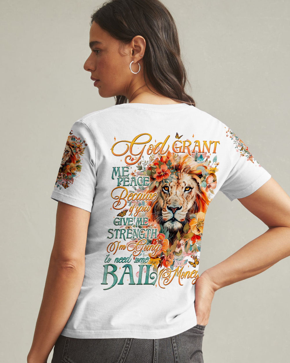 God Grant Me Peace Lion All Women's Over Print Shirt - Tyqy1809241