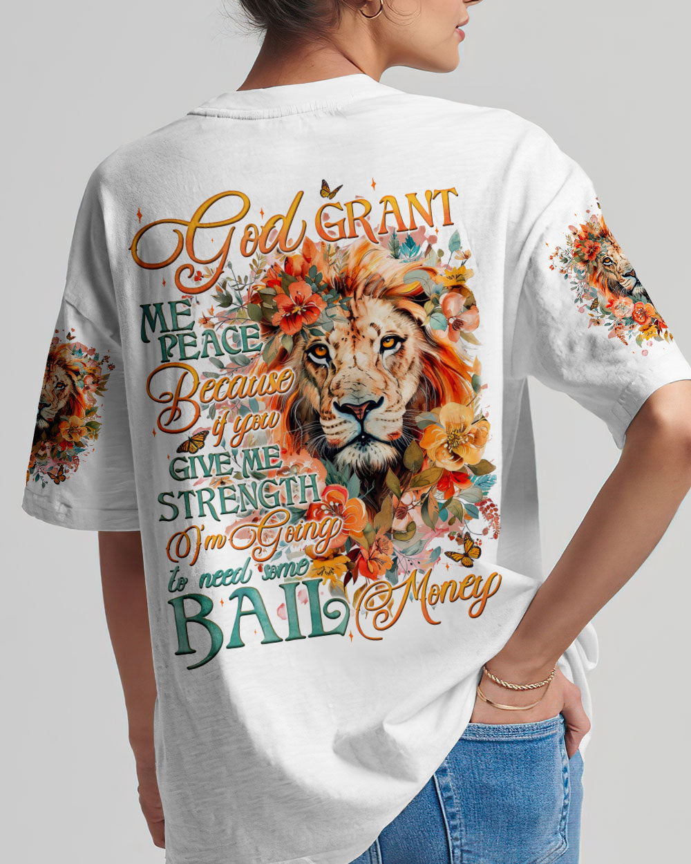 God Grant Me Peace Lion All Women's Over Print Shirt - Tyqy1809241