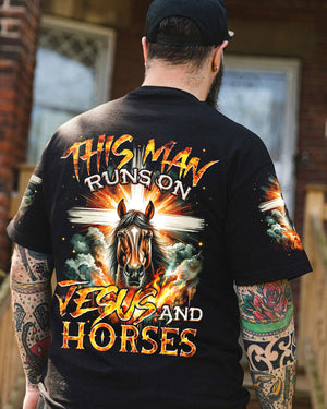 Runs On Jesus And Horses Men's All Over Print Shirt - Tyqy1901242