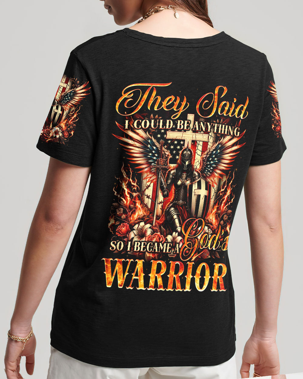 I Became God's Warrior Women's All Over Print Shirt - Tyqy1906241