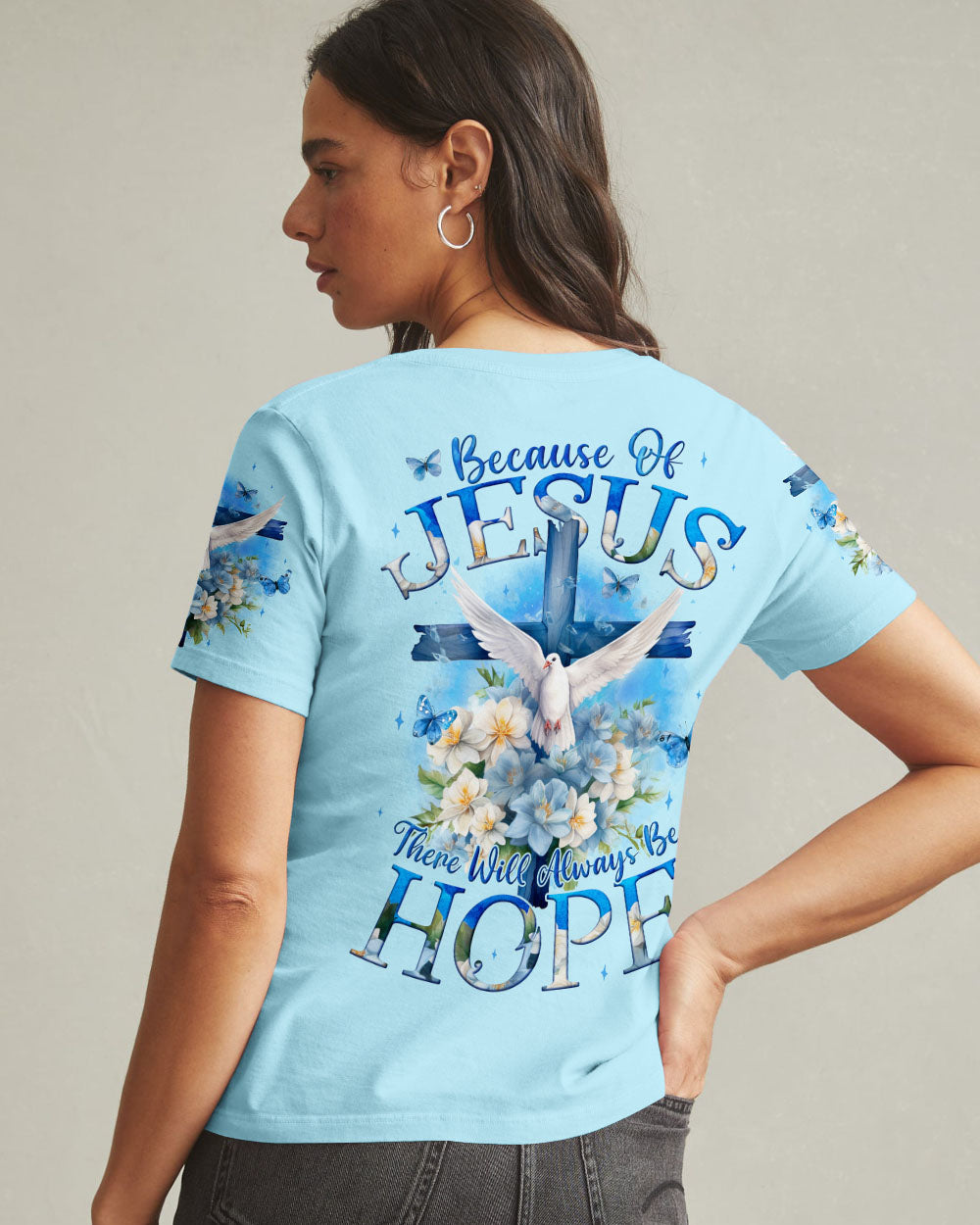 Because Of Jesus Women All Over Print Shirt - Tyqy1911243