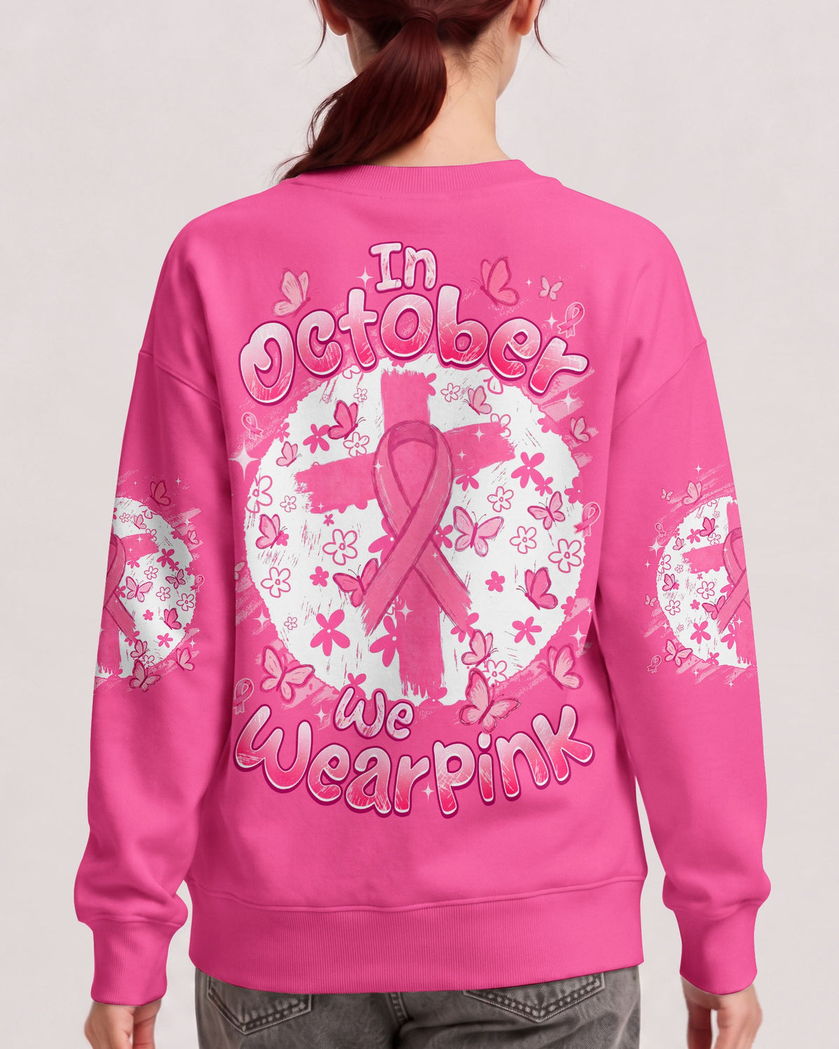 In October We Wear Pink Breast Cancer Awareness Women's All Over Print Shirt - Tyqy2007263
