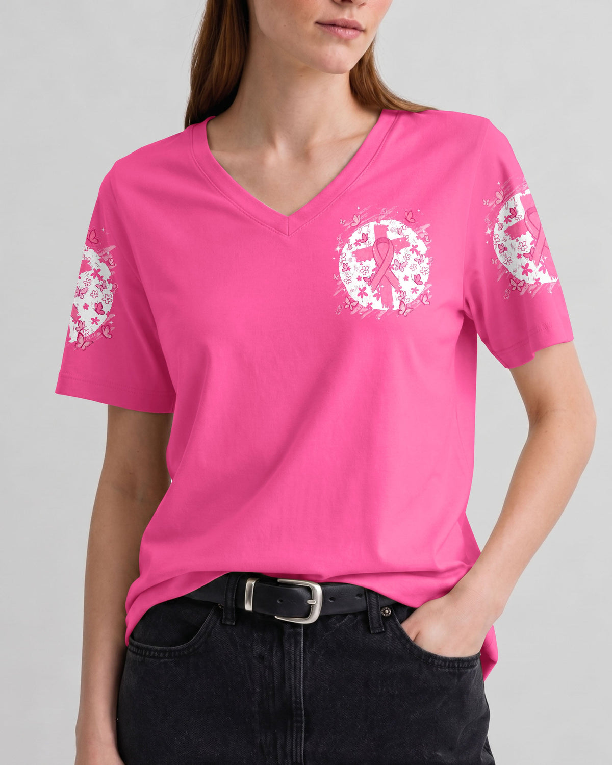 In October We Wear Pink Breast Cancer Awareness Women's All Over Print Shirt - Tyqy2007263