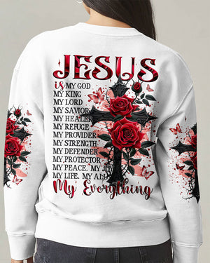Jesus Is My Everything Cross And Rose Women's All Over Print Shirt -Tyqy2009244