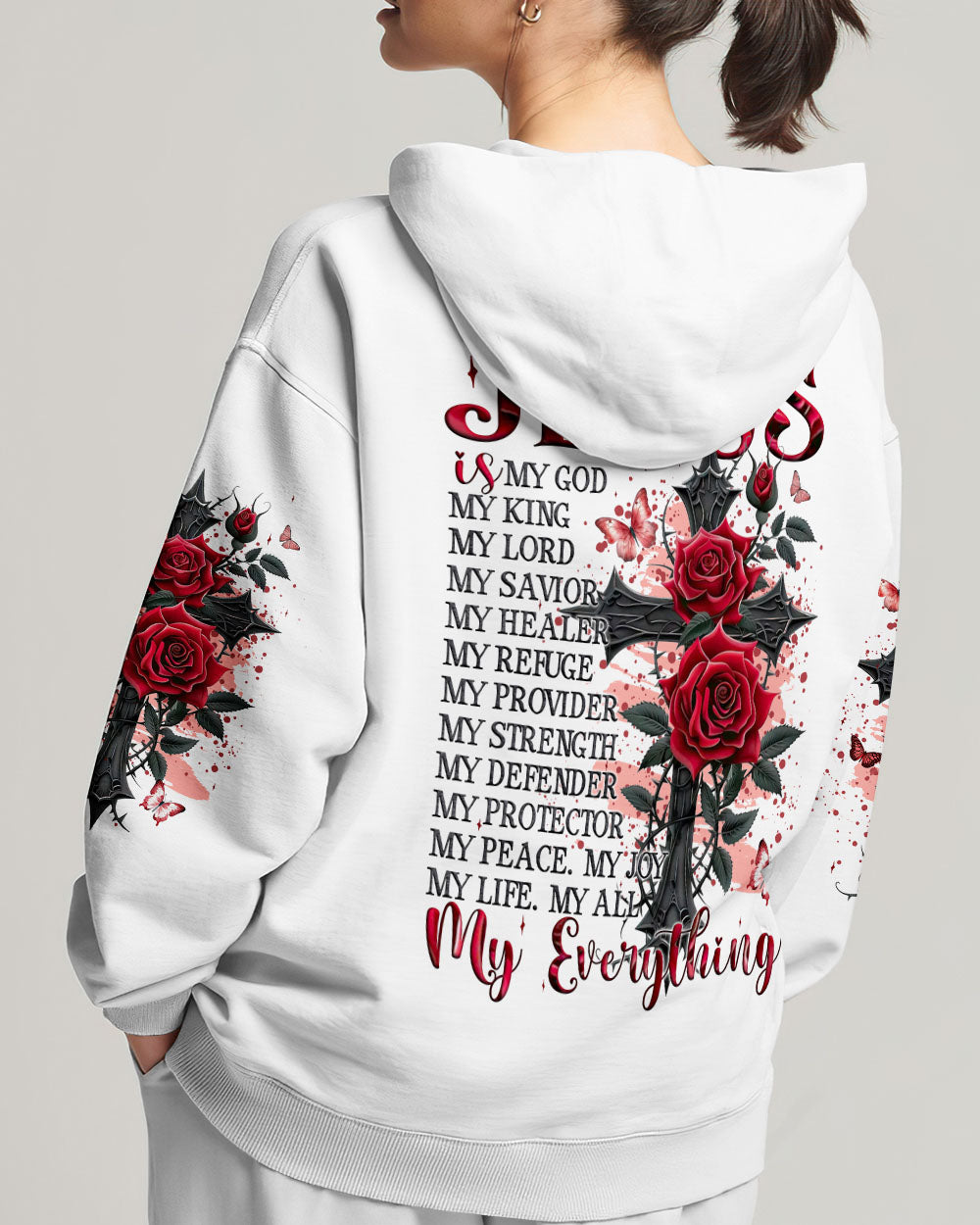 Jesus Is My Everything Cross And Rose Women's All Over Print Shirt -Tyqy2009244