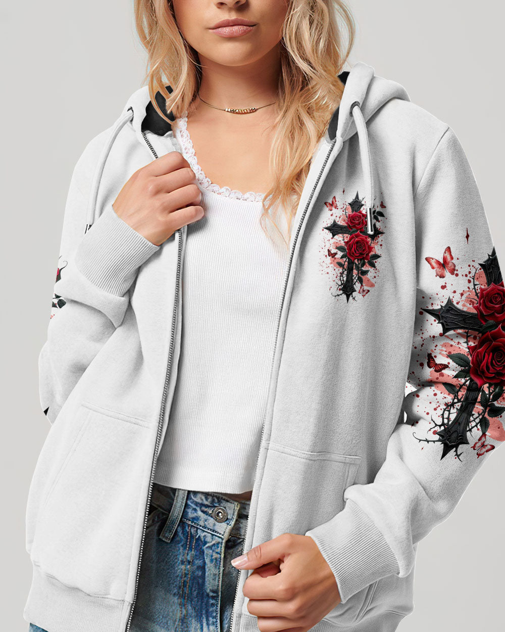 Jesus Is My Everything Cross And Rose Women's All Over Print Shirt -Tyqy2009244