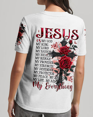Jesus Is My Everything Cross And Rose Women's All Over Print Shirt -Tyqy2009244