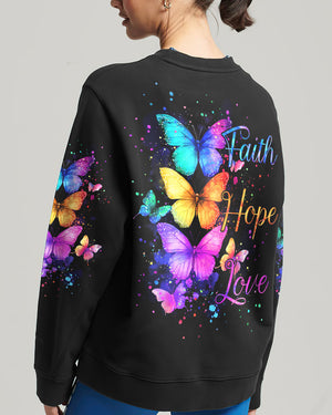 Faith Hope Love Butterflies Women's All Over Print Shirt - Tyqy2201251