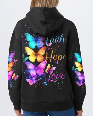Faith Hope Love Butterflies Women's All Over Print Shirt - Tyqy2201251