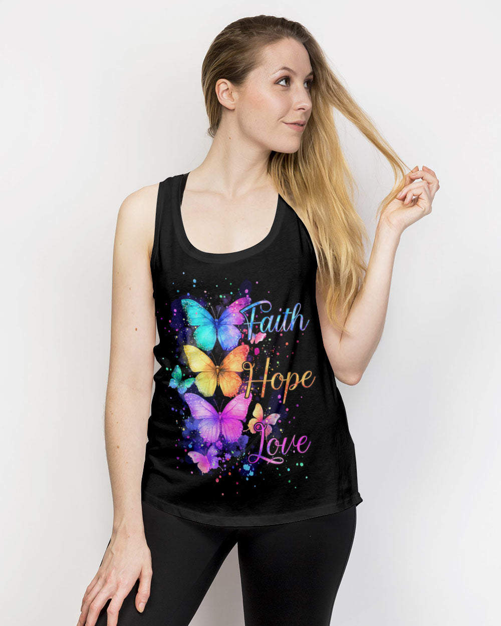 Faith Hope Love Butterflies Women's All Over Print Shirt - Tyqy2201251