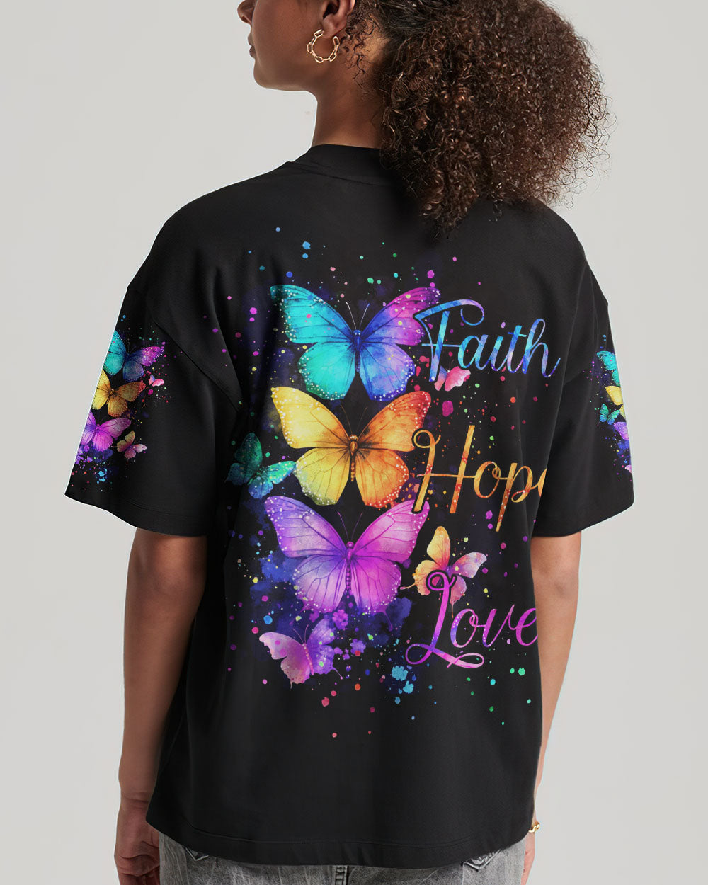 Faith Hope Love Butterflies Women's All Over Print Shirt - Tyqy2201251
