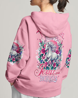 This Girl Runs On Jesus And Horses Women's All Over Print Shirt - Tyqy2203251