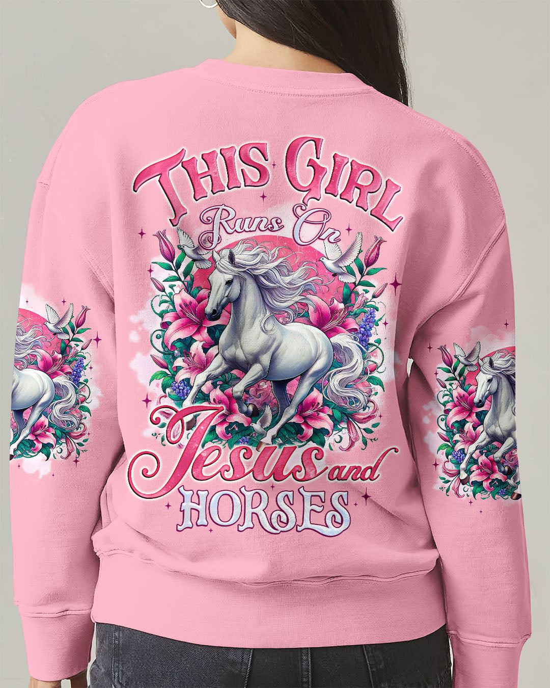 This Girl Runs On Jesus And Horses Women's All Over Print Shirt - Tyqy2203251