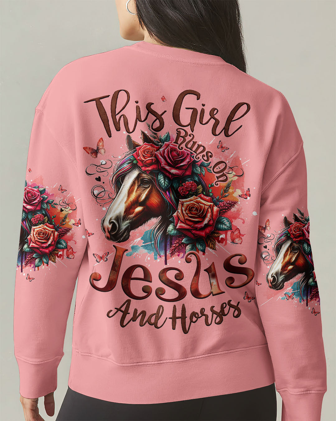 This Girl Runs On Jesus And Horses Women's All Over Print Shirt - Tyqy3103253