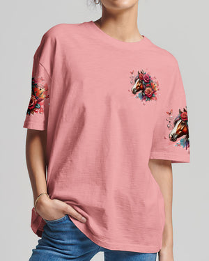 This Girl Runs On Jesus And Horses Women's All Over Print Shirt - Tyqy3103253