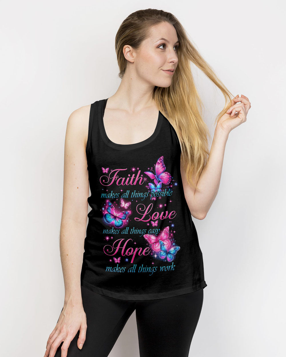 Faith Hope Love Butterflies Women's All Over Print Shirt - Tytd1006243