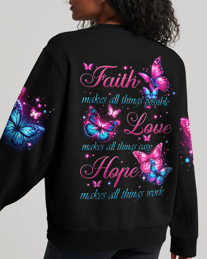 Faith Hope Love Butterflies Women's All Over Print Shirt - Tytd1006243