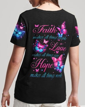Faith Hope Love Butterflies Women's All Over Print Shirt - Tytd1006243