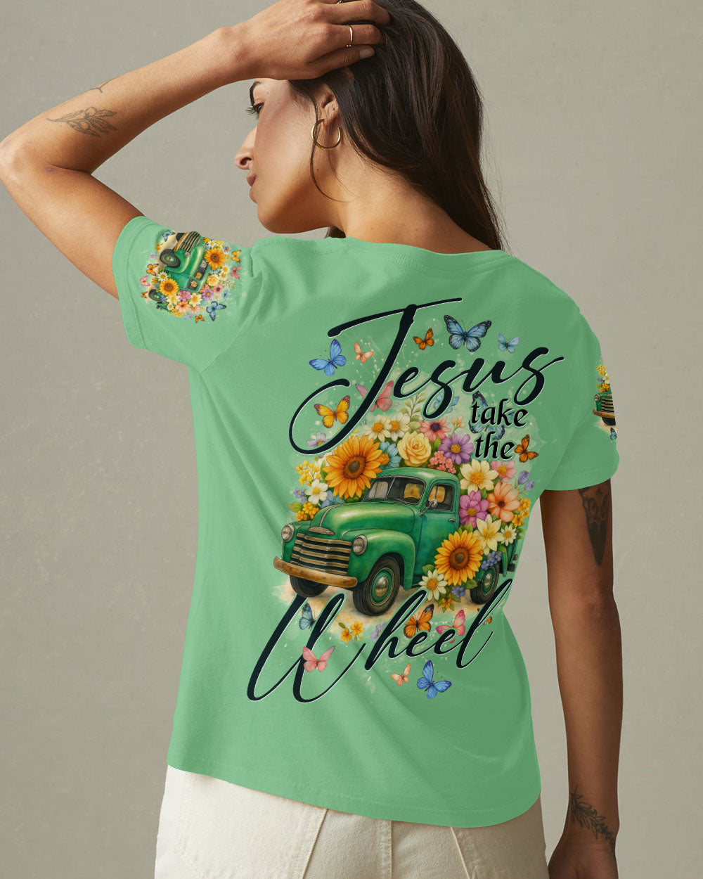 Jesus Take The Wheel Women's All Over Print Shirt - Tytd2011251