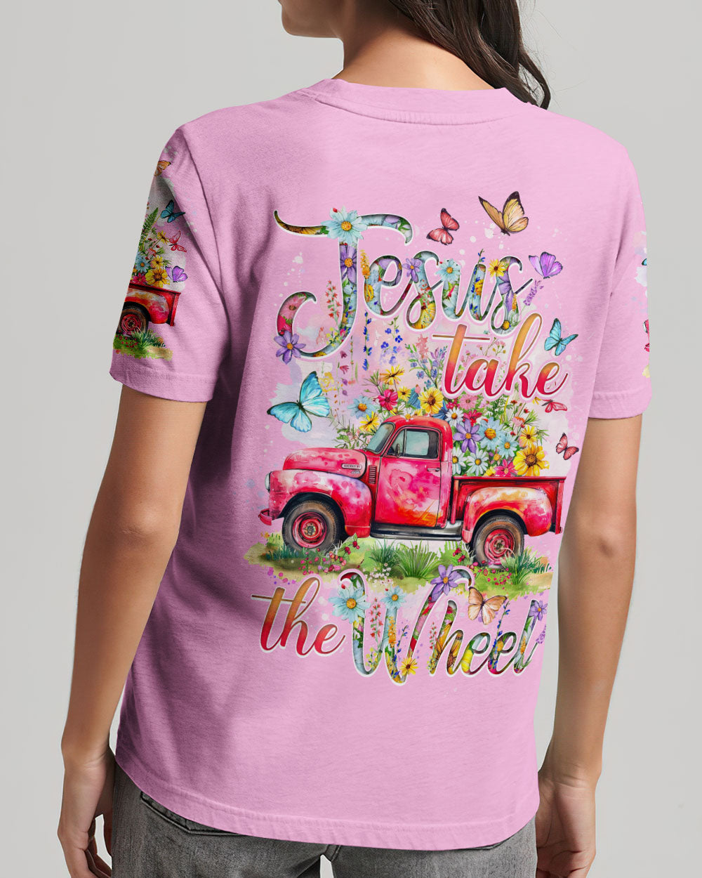 Jesus Take The Wheel Flowers Women's All Over Print Shirt - Tytd2103242