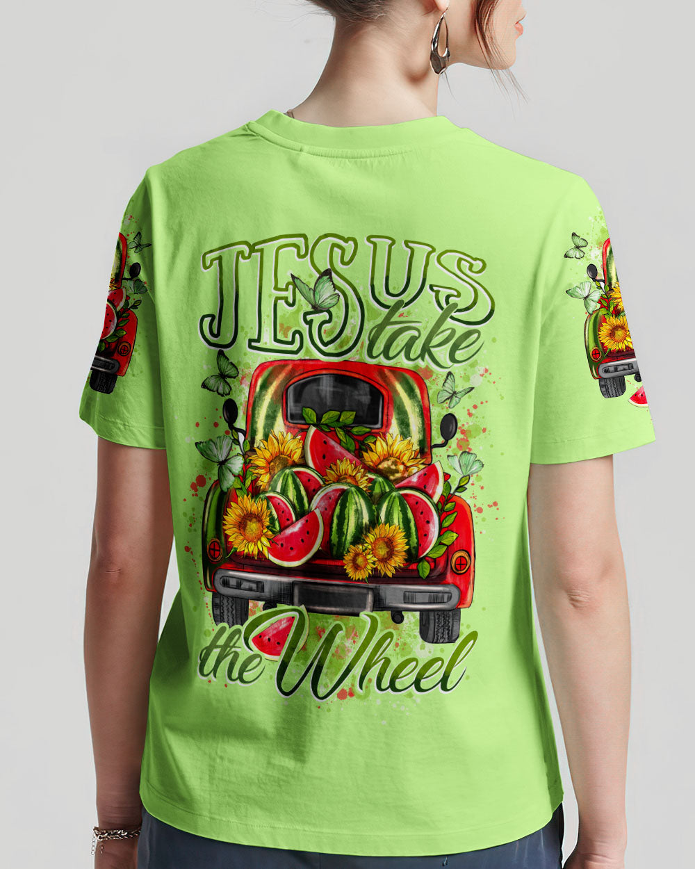 Jesus Take The Wheel Watermelon Women's All Over Print Shirt - Tytd2103243