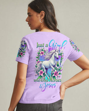 Just A Girl Who Loves Horses And Jesus Women's All Over Print Shirt - Tytd2103251