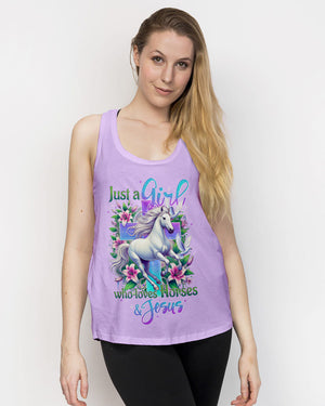 Just A Girl Who Loves Horses And Jesus Women's All Over Print Shirt - Tytd2103251