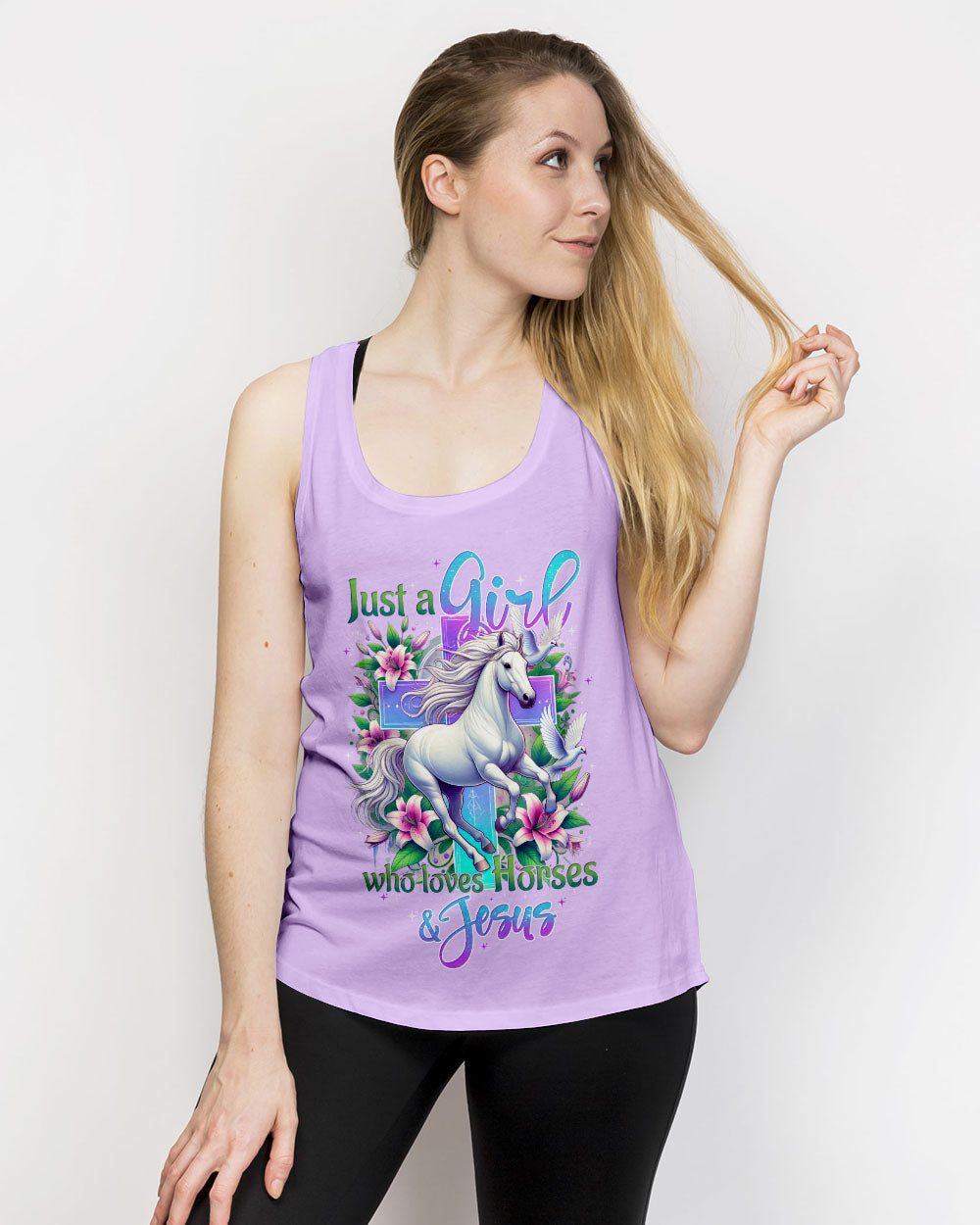 Just A Girl Who Loves Horses And Jesus Women's All Over Print Shirt - Tytd2103251