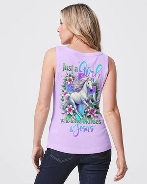 Just A Girl Who Loves Horses And Jesus Women's All Over Print Shirt - Tytd2103251