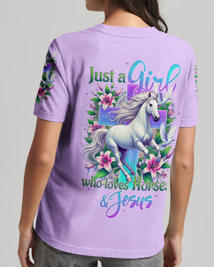 Just A Girl Who Loves Horses And Jesus Women's All Over Print Shirt - Tytd2103251