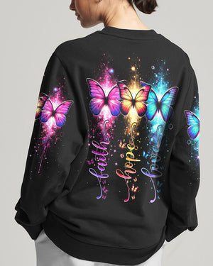 Faith Hope Love Butterflies Women's All Over Print Shirt - Tytm1802252
