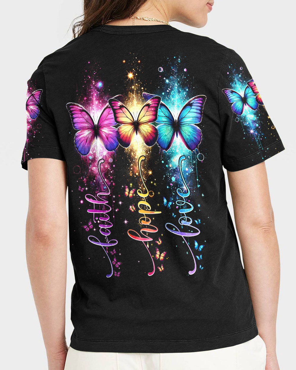 Faith Hope Love Butterflies Women's All Over Print Shirt - Tytm1802252