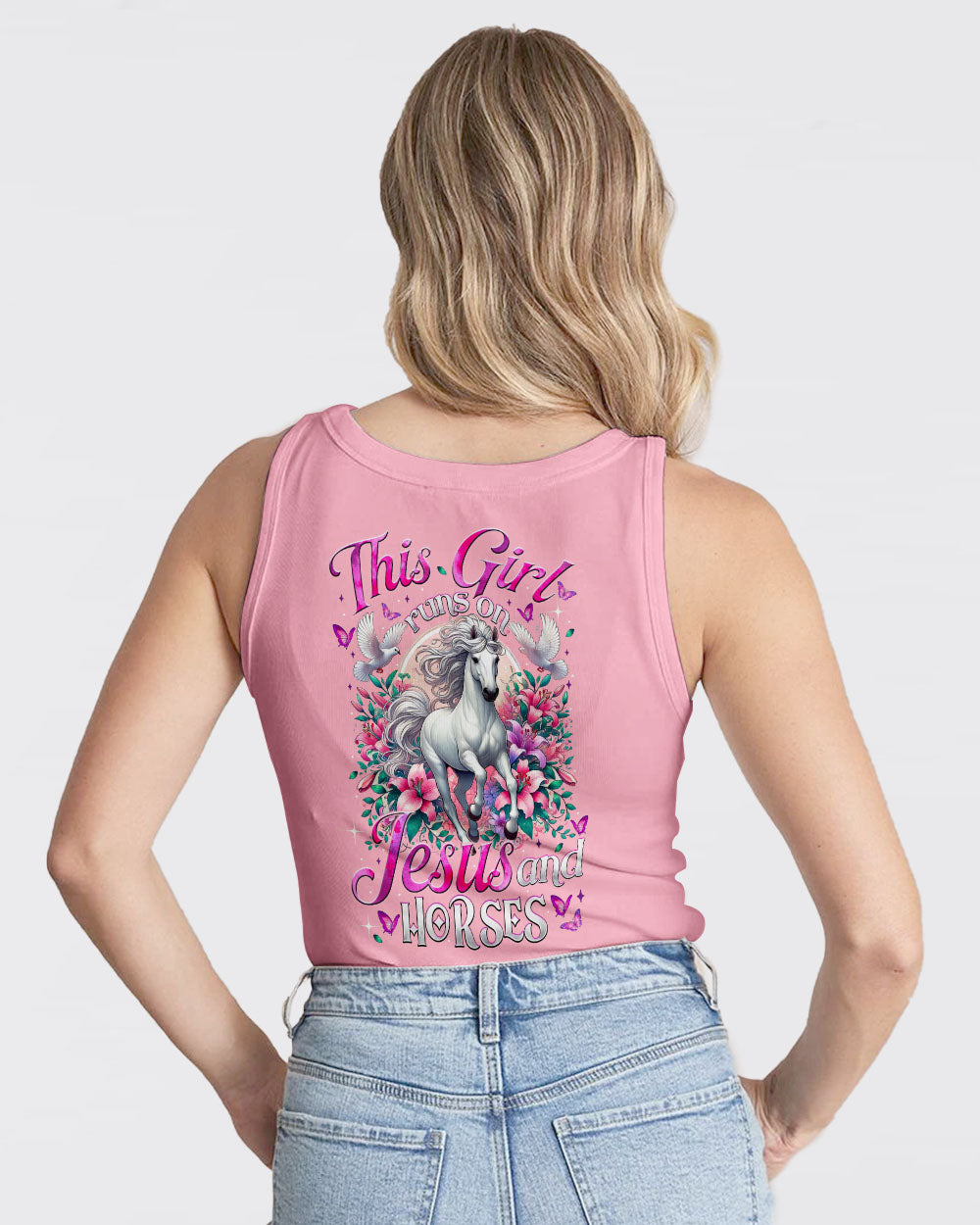 This Girl Runs On Jesus And Horses Women's All Over Print Shirt - Tytm1903251