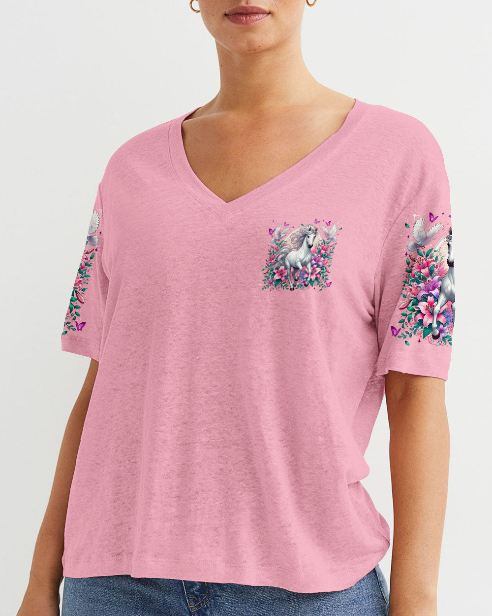 This Girl Runs On Jesus And Horses Women's All Over Print Shirt - Tytm1903251