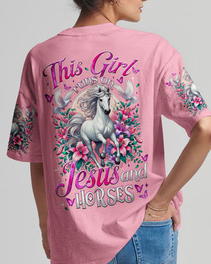 This Girl Runs On Jesus And Horses Women's All Over Print Shirt - Tytm1903251