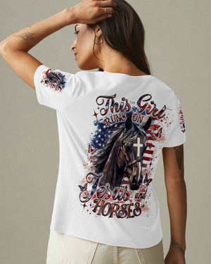 Runs On Jesus And Horses Women's All Over Print Shirt - Yhdu0107253