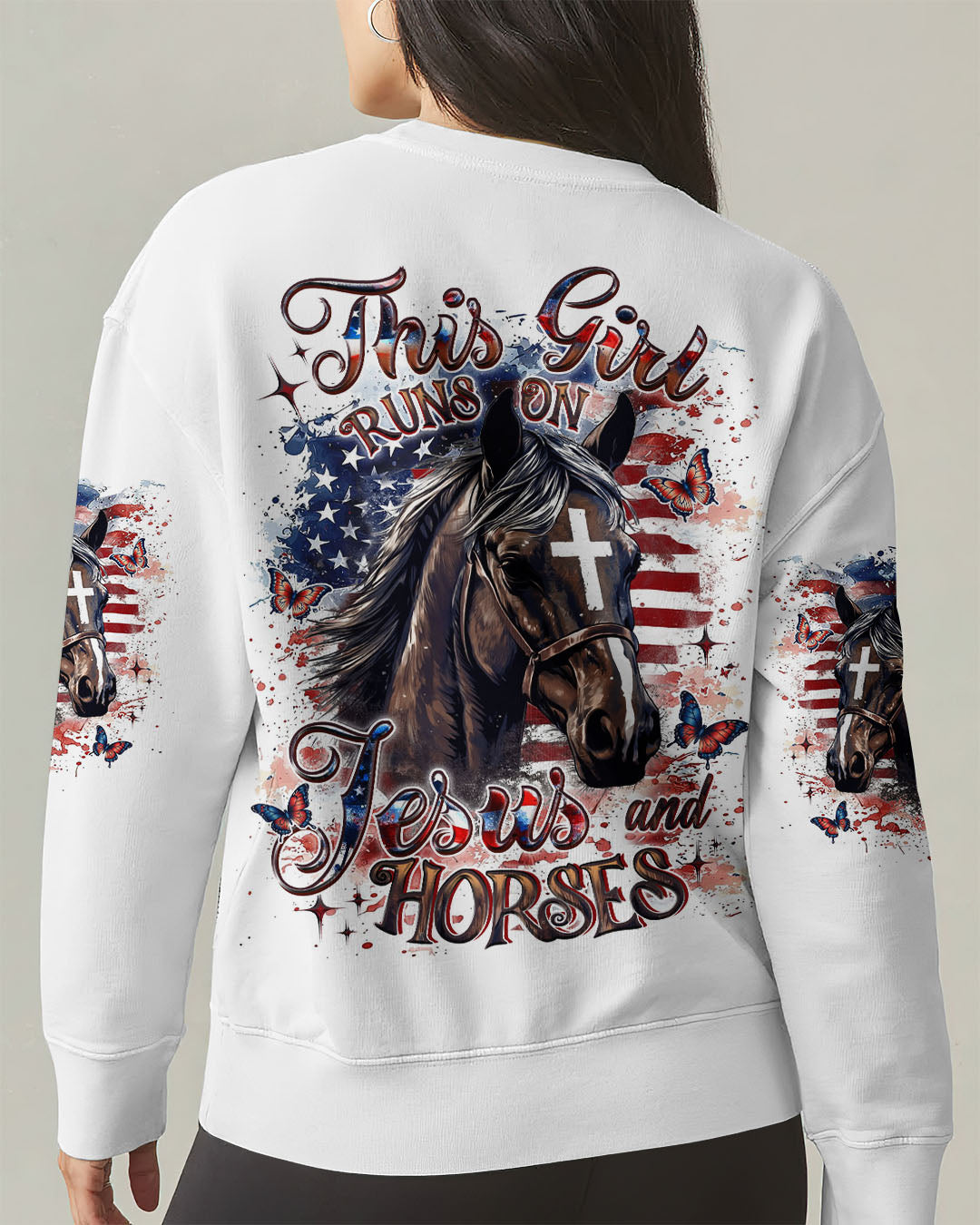 Runs On Jesus And Horses Women's All Over Print Shirt - Yhdu0107253